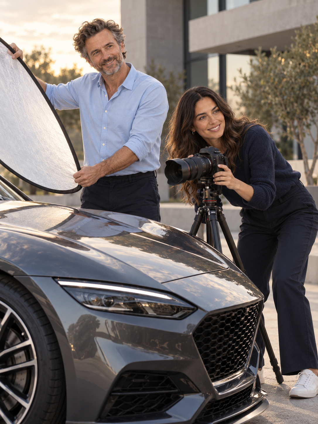 Kreatives Shooting eines Premiumautomobils, KI-Visualisierung