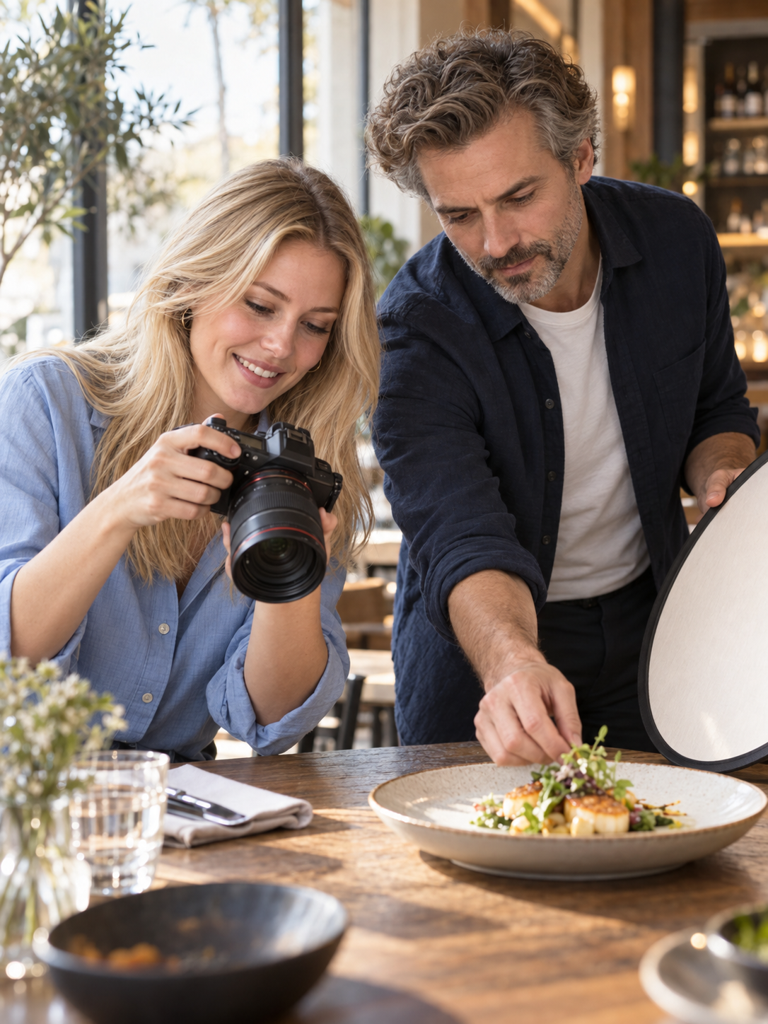 KI-Visualisierung einer Social-Media-Produktion im Restaurant