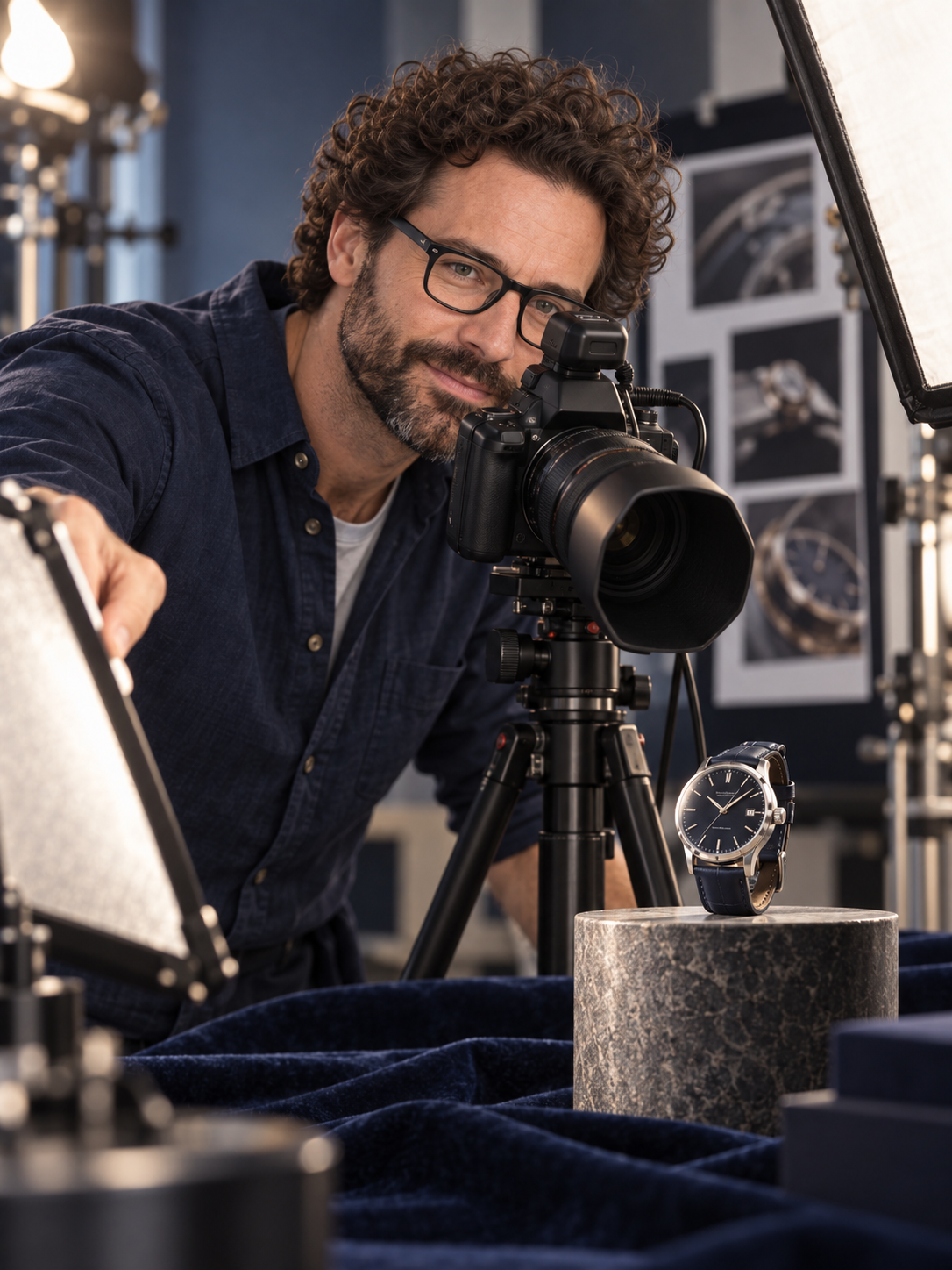 Professionelles Shooting einer luxuriösen Uhr, KI-Visualisierung